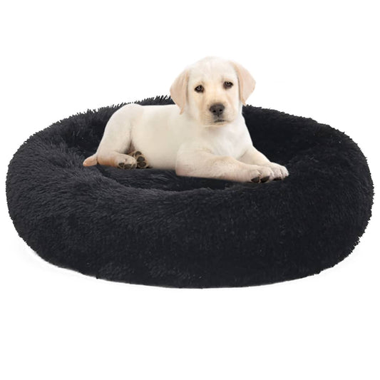 Waschbares Hunde- & Katzenkissen Schwarz 70x70x15 cm Plüsch