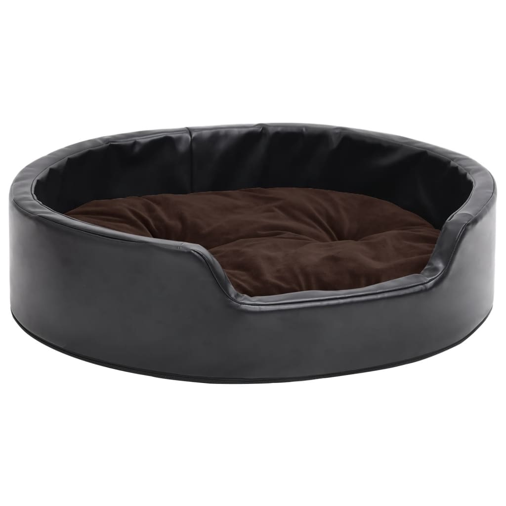 Hundebett Schwarz-Braun 69x59x19 cm Plüsch und Kunstleder