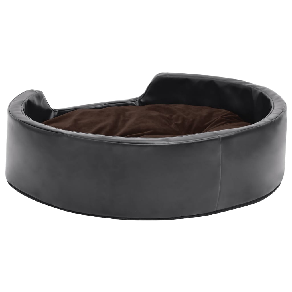 Hundebett Schwarz-Braun 69x59x19 cm Plüsch und Kunstleder