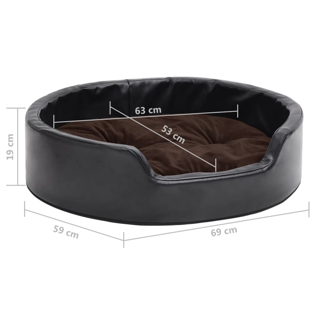 Hundebett Schwarz-Braun 69x59x19 cm Plüsch und Kunstleder
