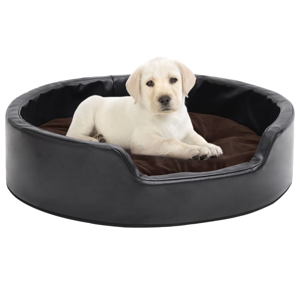 Hundebett Schwarz-Braun 69x59x19 cm Plüsch und Kunstleder