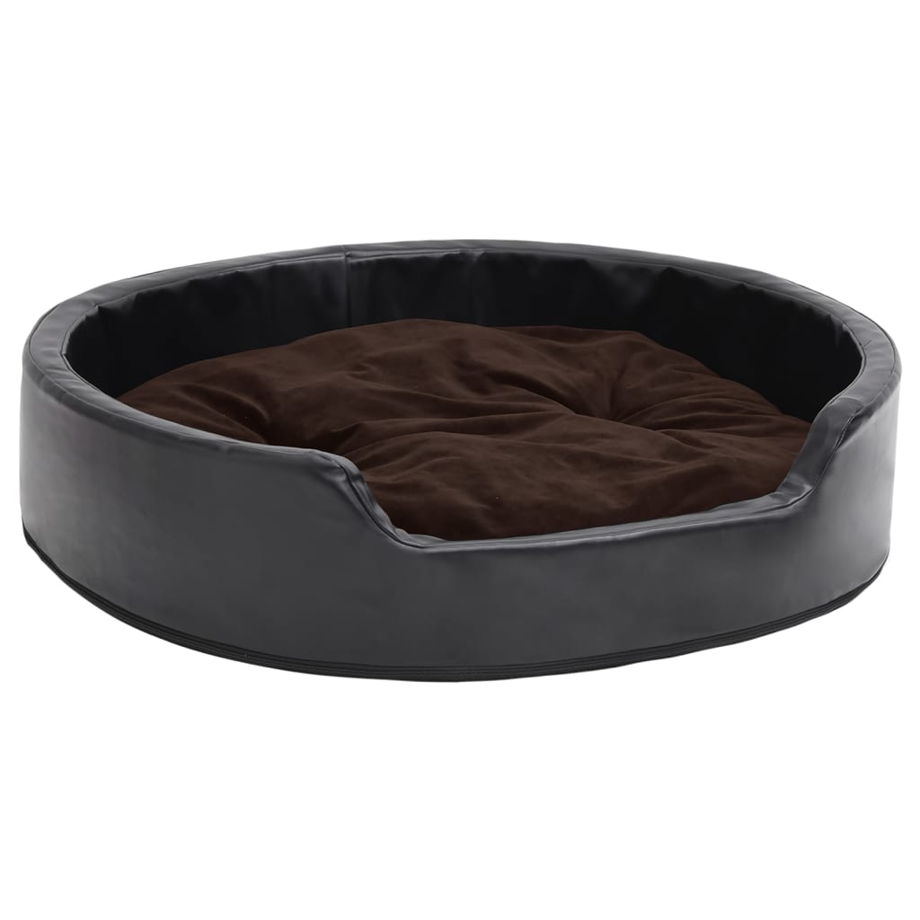 Hundebett Schwarz-Braun 79x70x19 cm Plüsch und Kunstleder