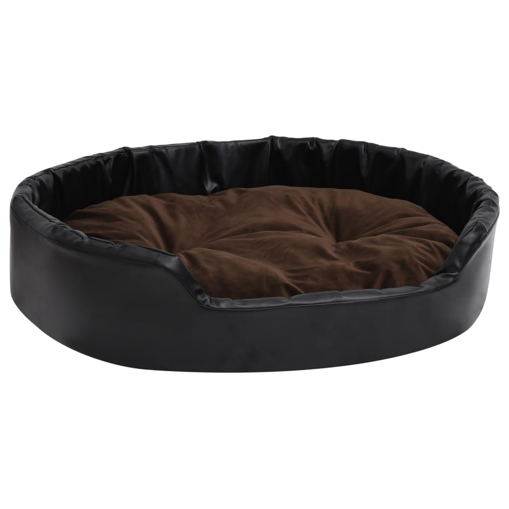 Hundebett Schwarz-Braun 90x79x20 cm Plüsch und Kunstleder