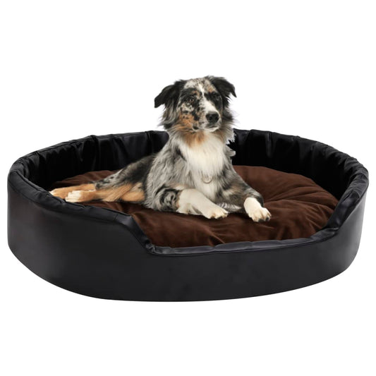 Hundebett Schwarz-Braun 90x79x20 cm Plüsch und Kunstleder