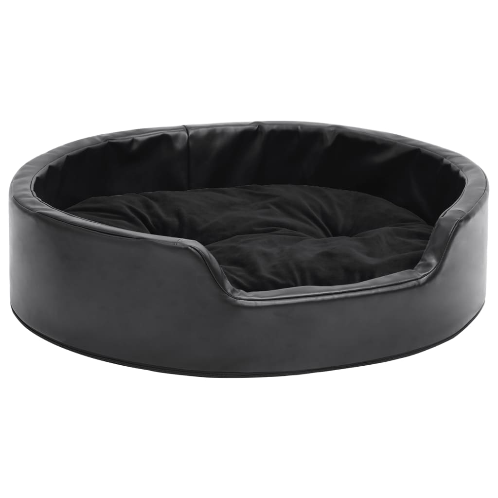 Dog bed black 69x59x19 cm plush and imitation leather