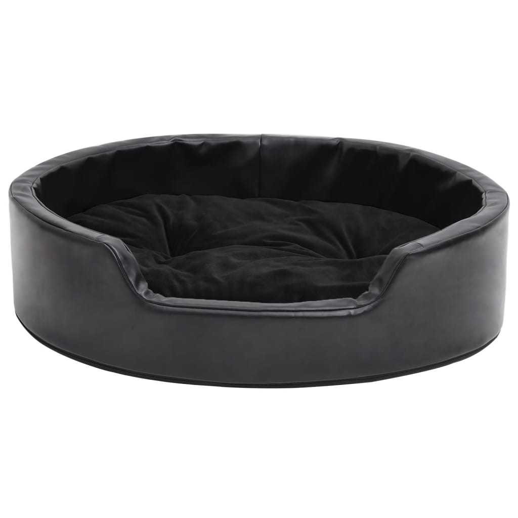 Dog bed black 69x59x19 cm plush and imitation leather