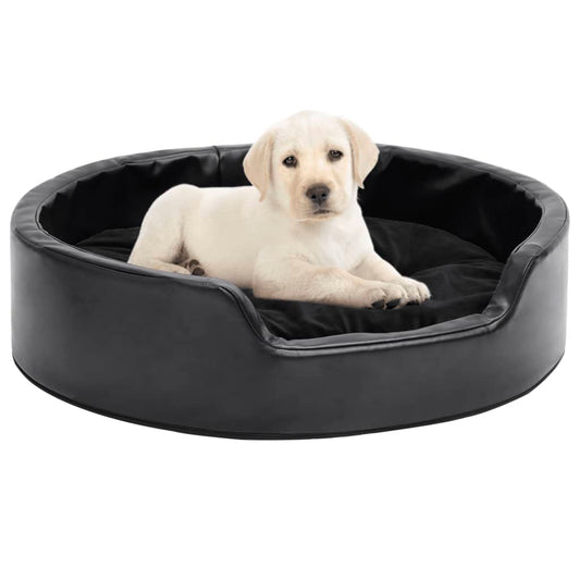 Dog bed black 69x59x19 cm plush and imitation leather