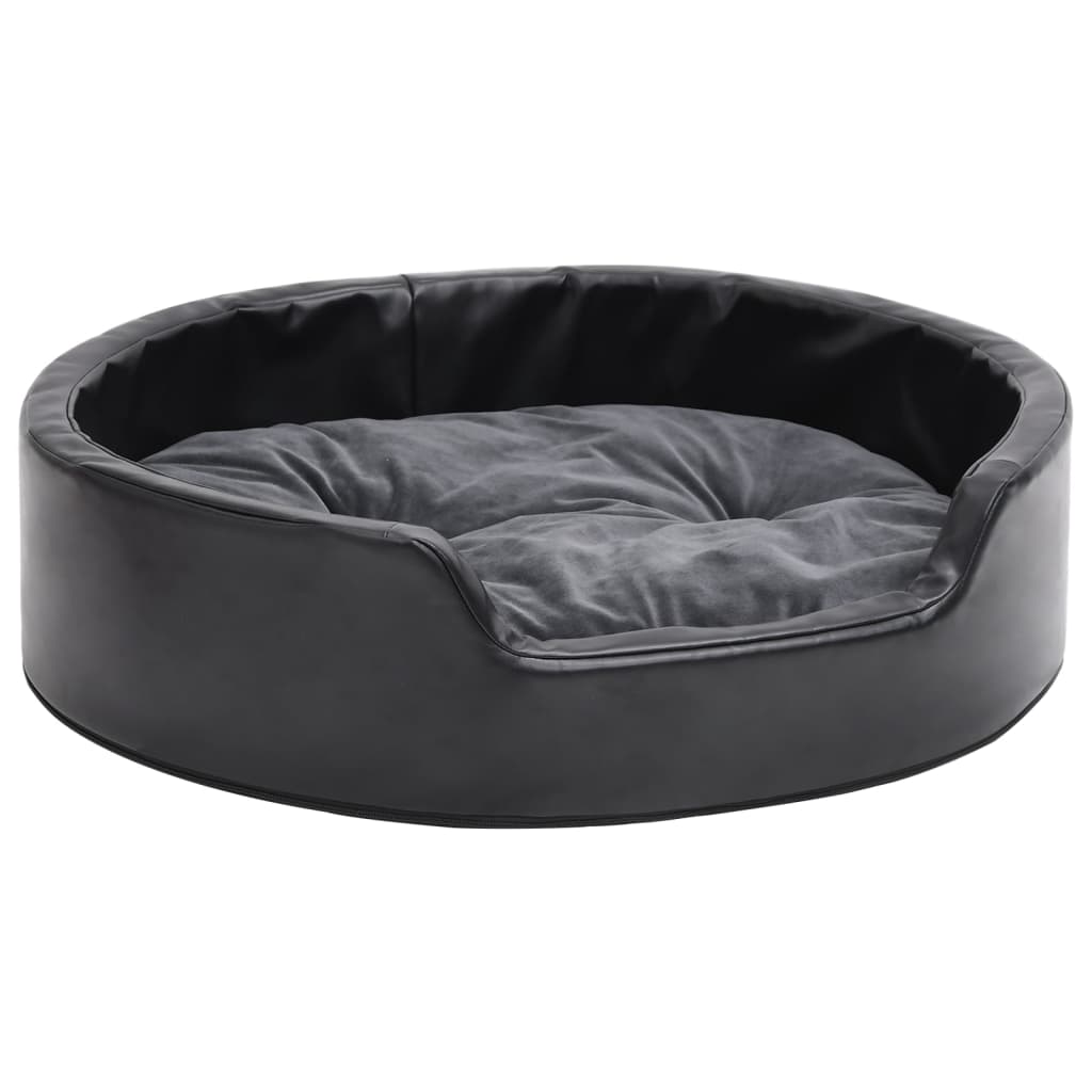 Hundebett Schwarz-Dunkelgrau 69x59x19 cm Plüsch und Kunstleder
