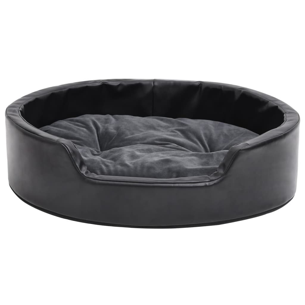 Hundebett Schwarz-Dunkelgrau 69x59x19 cm Plüsch und Kunstleder