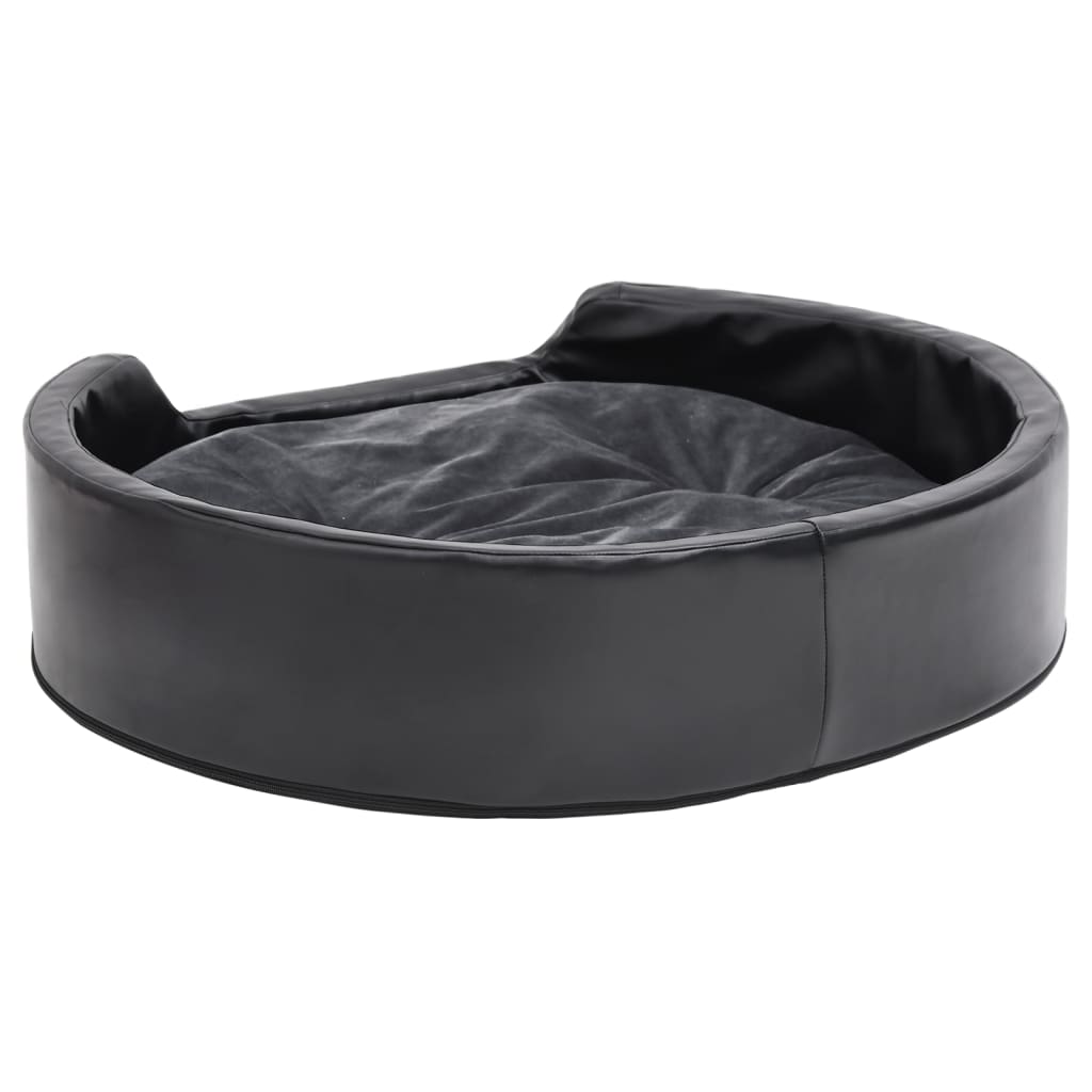 Hundebett Schwarz-Dunkelgrau 79x70x19 cm Plüsch und Kunstleder
