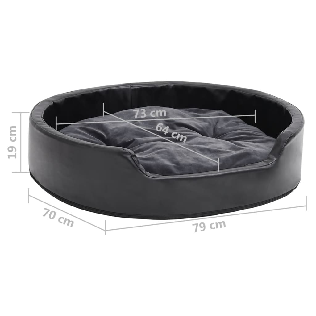 Hundebett Schwarz-Dunkelgrau 79x70x19 cm Plüsch und Kunstleder