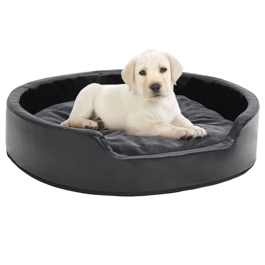 Hundebett Schwarz-Dunkelgrau 79x70x19 cm Plüsch und Kunstleder