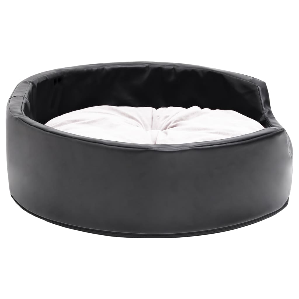 Hundebett Schwarz-Beige 69x59x19 cm Plüsch und Kunstleder