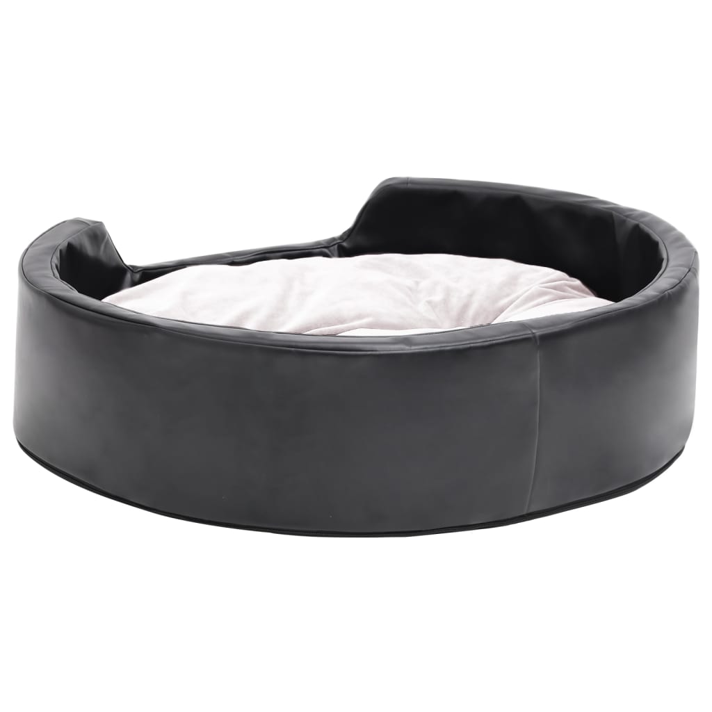 Hundebett Schwarz-Beige 69x59x19 cm Plüsch und Kunstleder