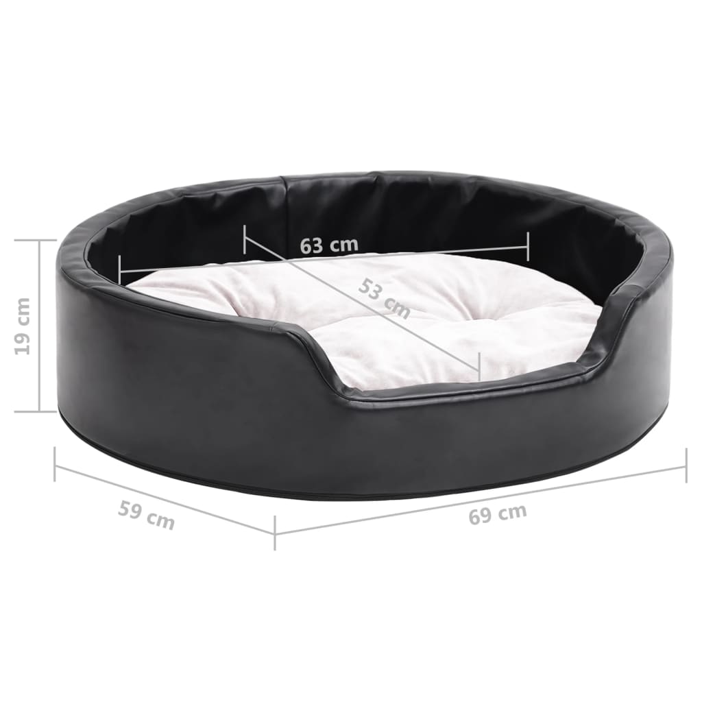 Hundebett Schwarz-Beige 69x59x19 cm Plüsch und Kunstleder