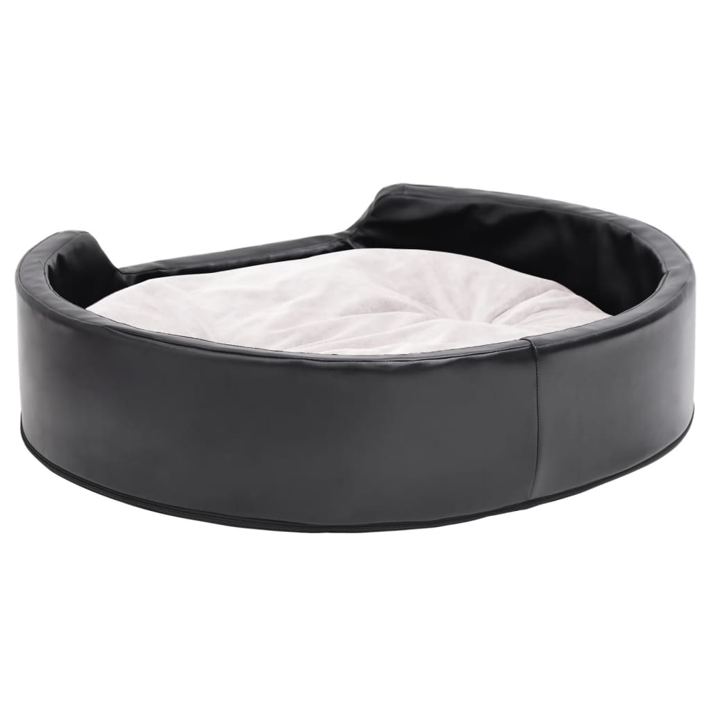 Hundebett Schwarz-Beige 79x70x19 cm Plüsch und Kunstleder