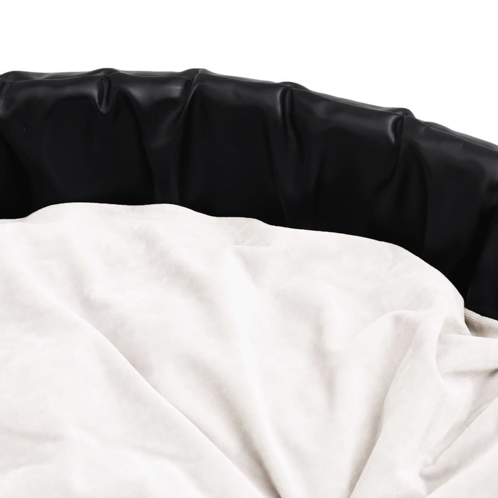 Hundebett Schwarz-Beige 79x70x19 cm Plüsch und Kunstleder