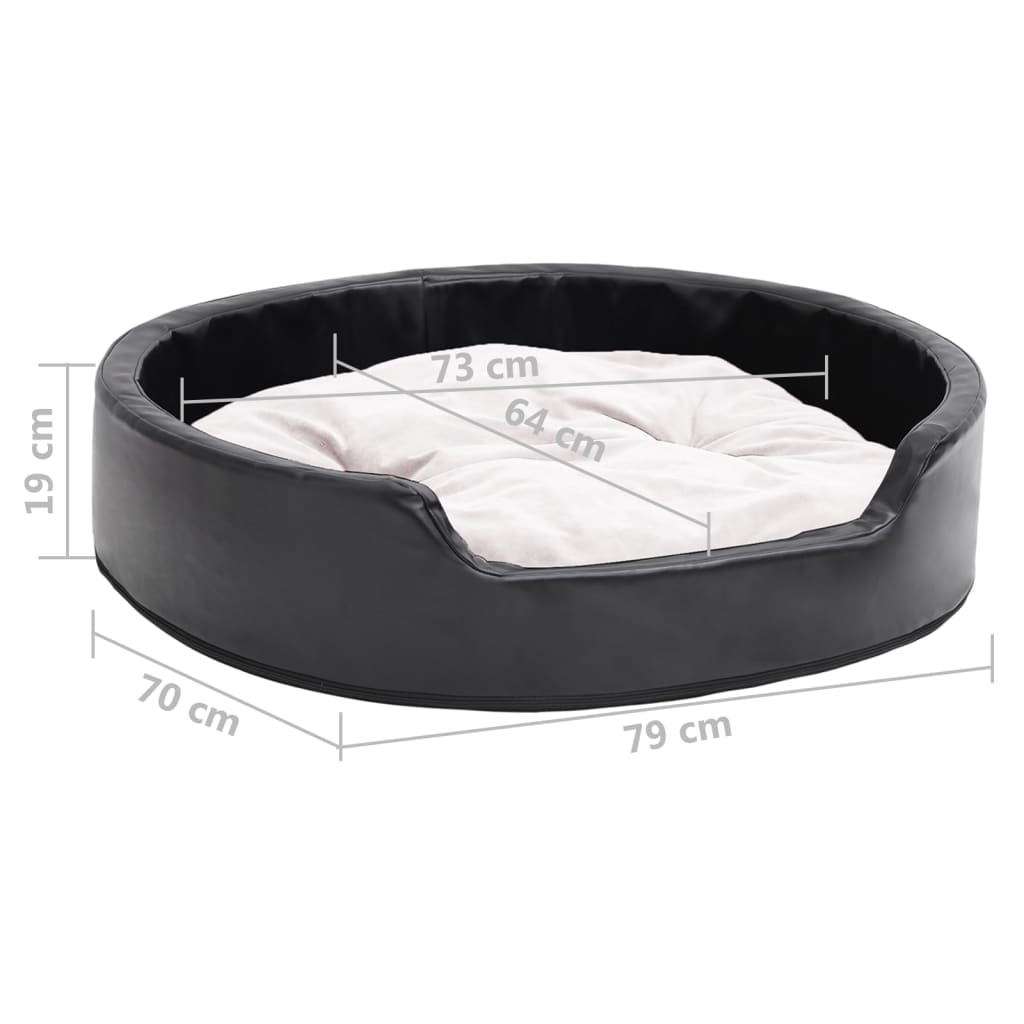 Hundebett Schwarz-Beige 79x70x19 cm Plüsch und Kunstleder