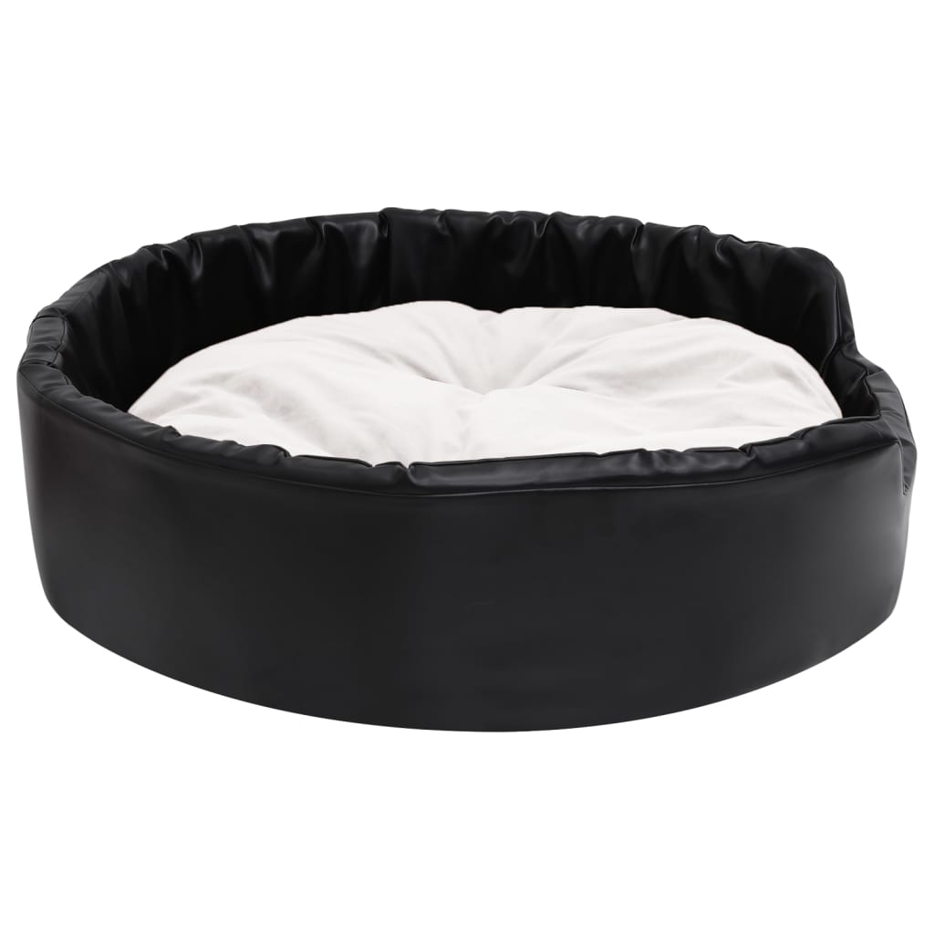 Hundebett Schwarz-Beige 90x79x20 cm Plüsch und Kunstleder