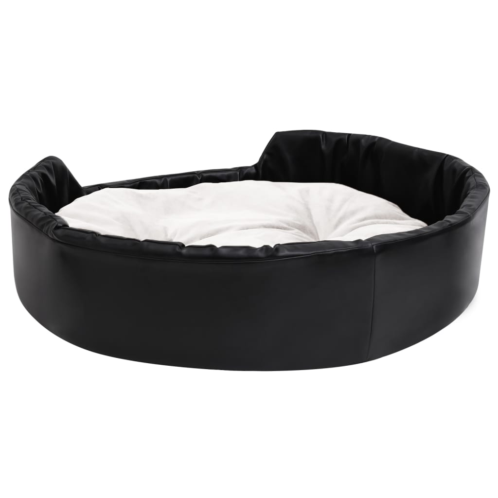Hundebett Schwarz-Beige 90x79x20 cm Plüsch und Kunstleder