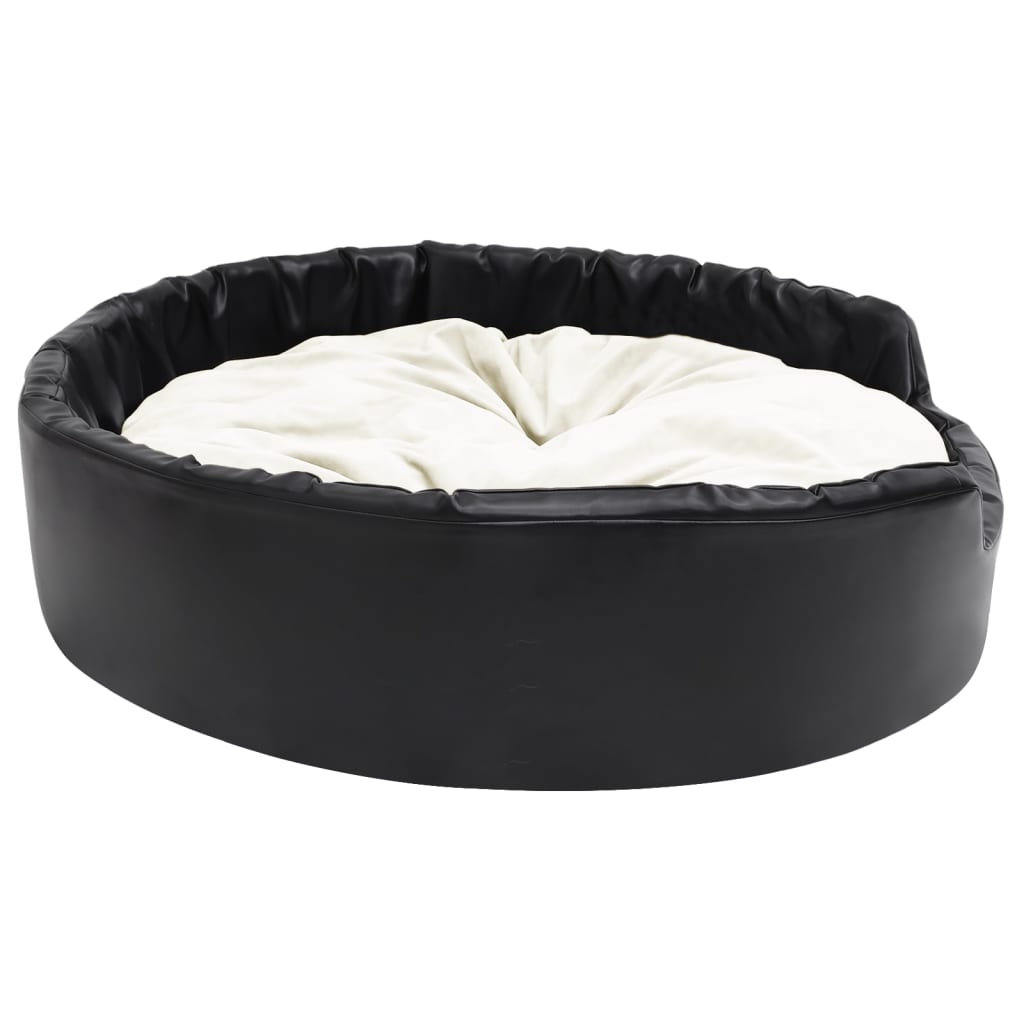 Hundebett Schwarz-Beige 99x89x21 cm Plüsch und Kunstleder