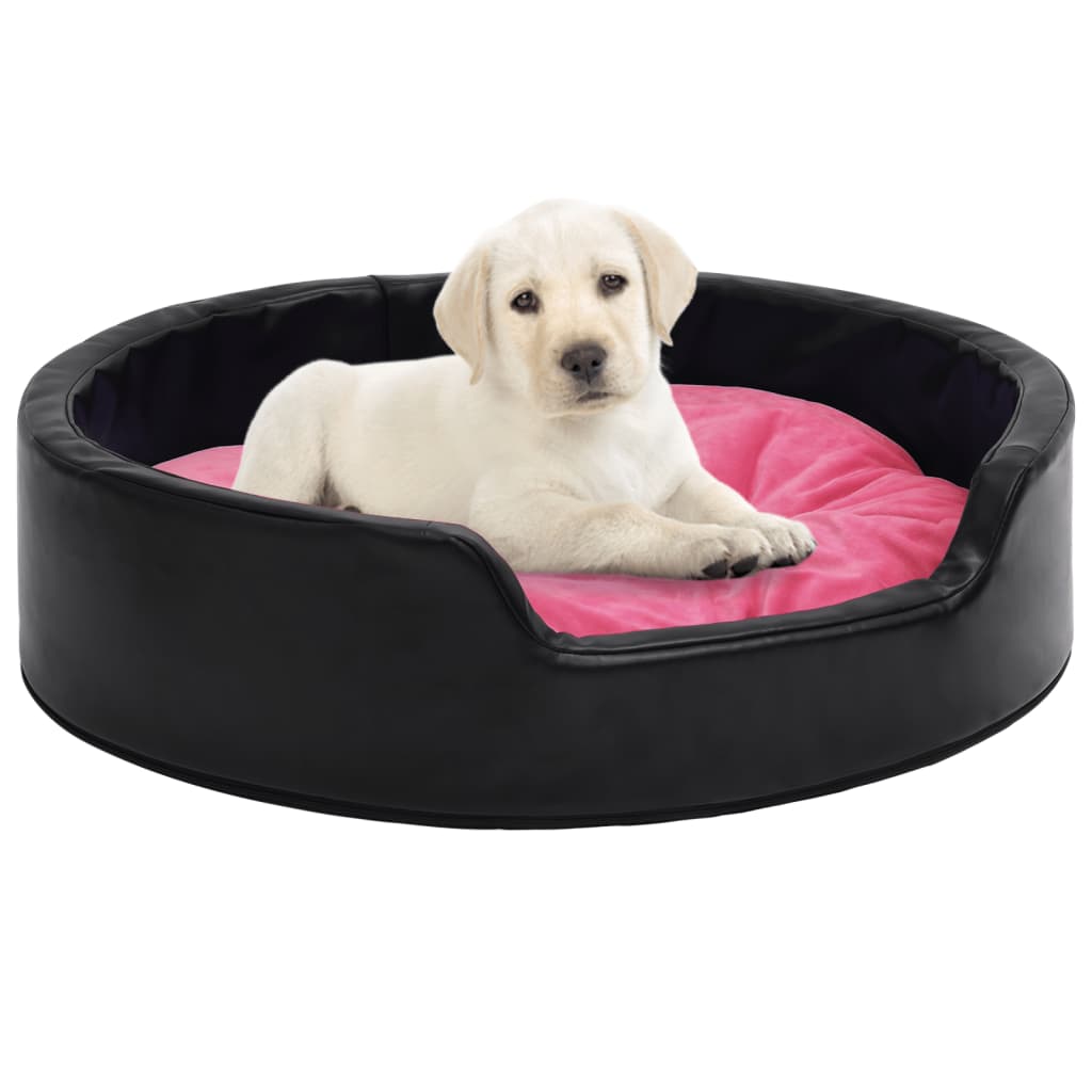 Hundebett Schwarz-Pink 69x59x19 cm Plüsch und Kunstleder