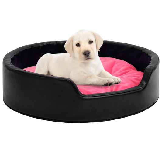 Hundebett Schwarz-Pink 69x59x19 cm Plüsch und Kunstleder