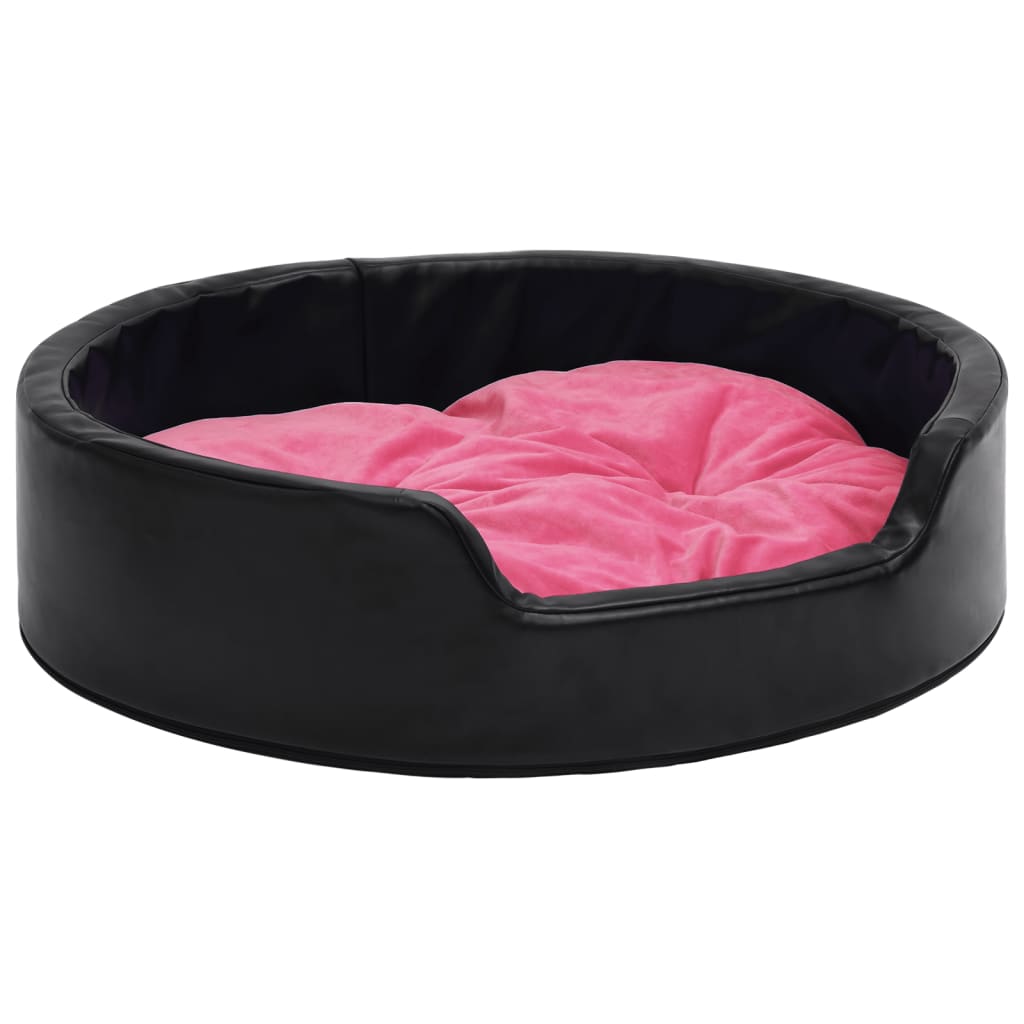Hundebett Schwarz-Pink 79x70x19 cm Plüsch und Kunstleder