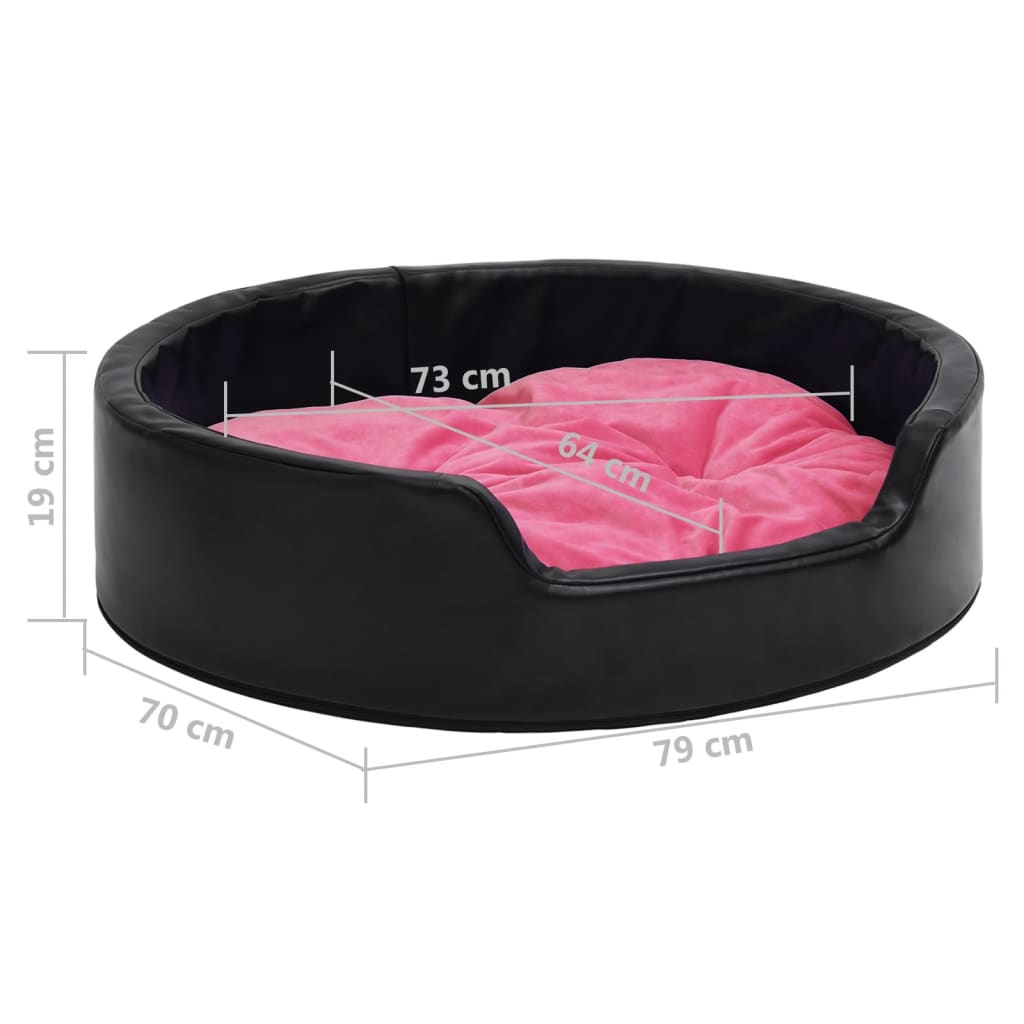 Hundebett Schwarz-Pink 79x70x19 cm Plüsch und Kunstleder