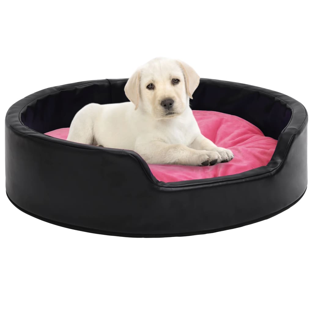 Hundebett Schwarz-Pink 90x79x20 cm Plüsch und Kunstleder