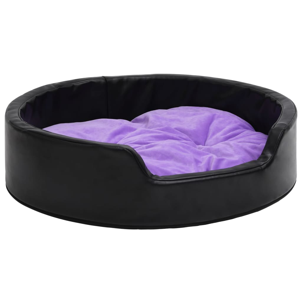 Hundebett Schwarz-Violett 69x59x19 cm Plüsch und Kunstleder