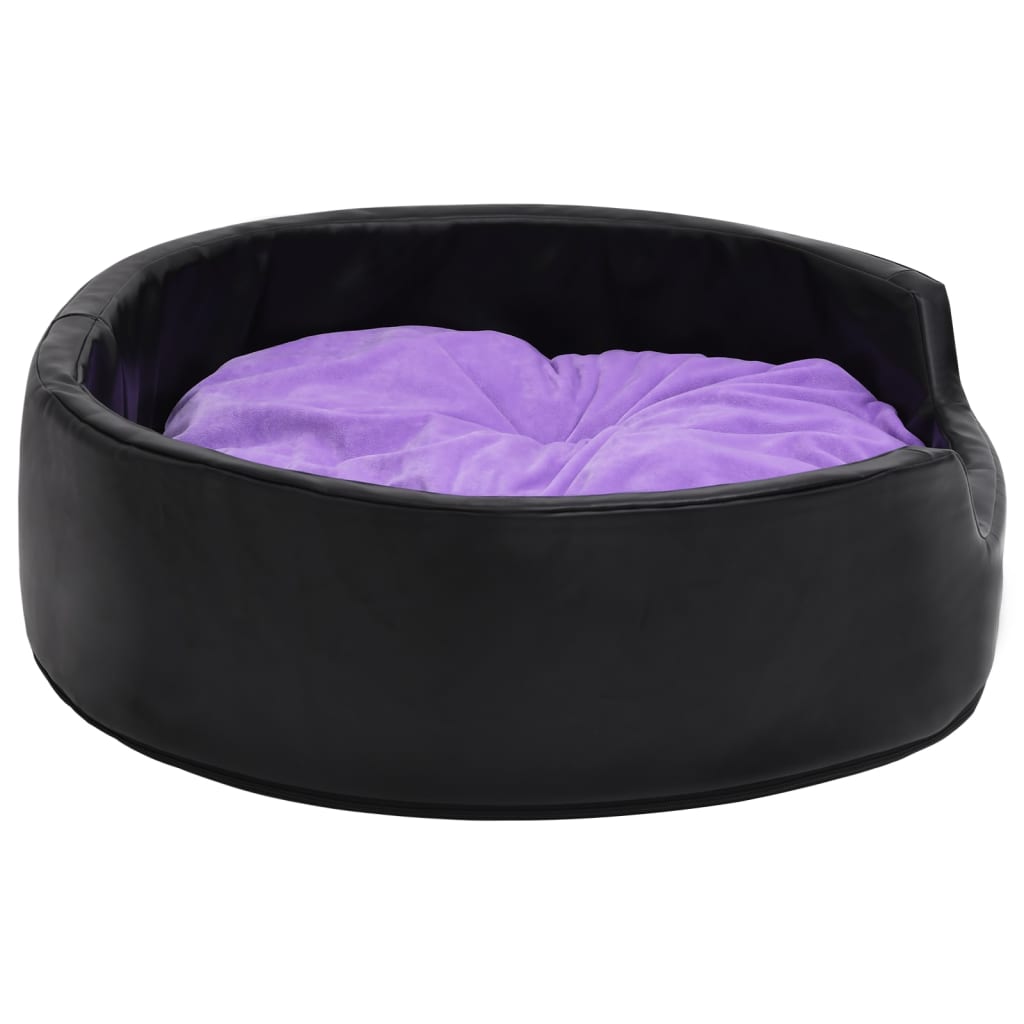 Hundebett Schwarz-Violett 79x70x19 cm Plüsch und Kunstleder
