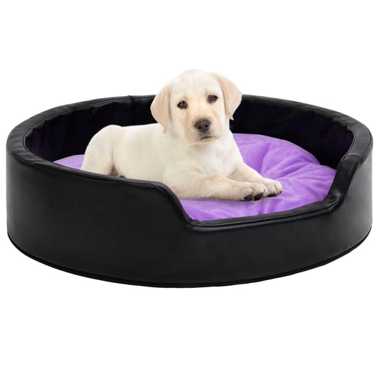 Hundebett Schwarz-Violett 79x70x19 cm Plüsch und Kunstleder