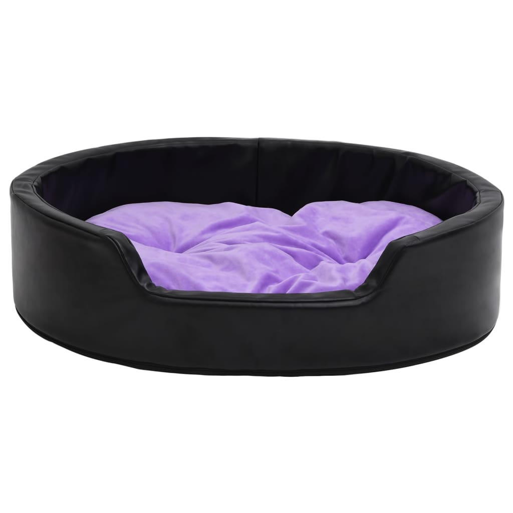 Hundebett Schwarz-Violett 99x89x21 cm Plüsch und Kunstleder