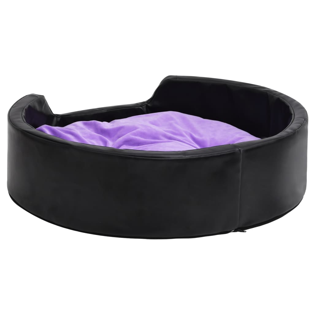 Hundebett Schwarz-Violett 99x89x21 cm Plüsch und Kunstleder