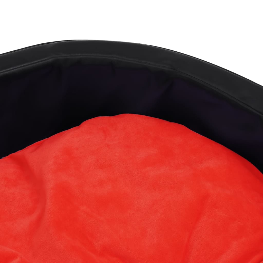 Hundebett Schwarz-Rot 79x70x19 cm Plüsch und Kunstleder
