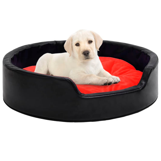Hundebett Schwarz-Rot 79x70x19 cm Plüsch und Kunstleder