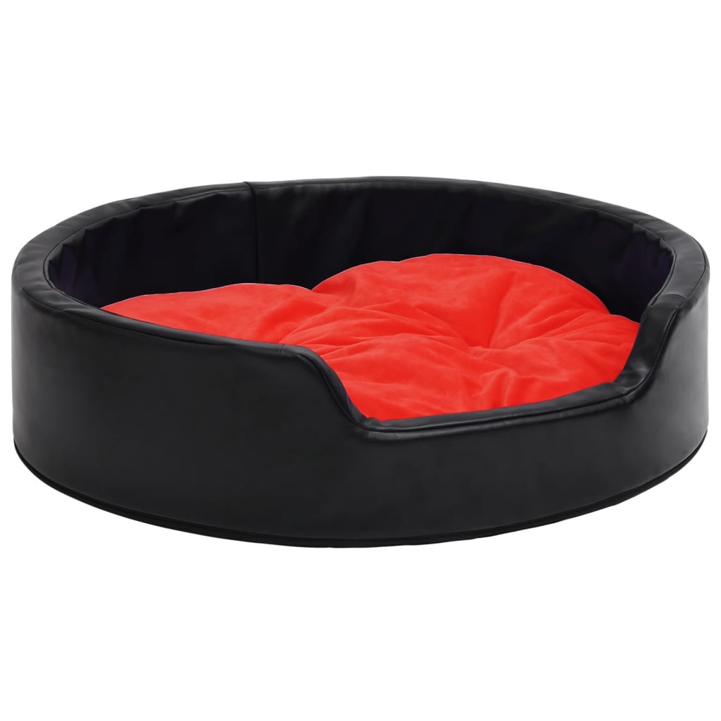 Hundebett Schwarz-Rot 90x79x20 cm Plüsch und Kunstleder