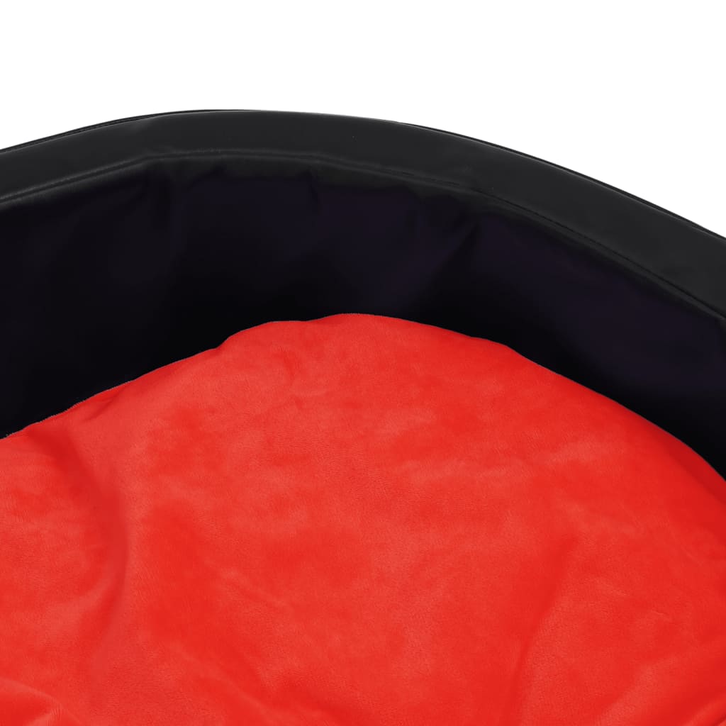 Hundebett Schwarz-Rot 90x79x20 cm Plüsch und Kunstleder