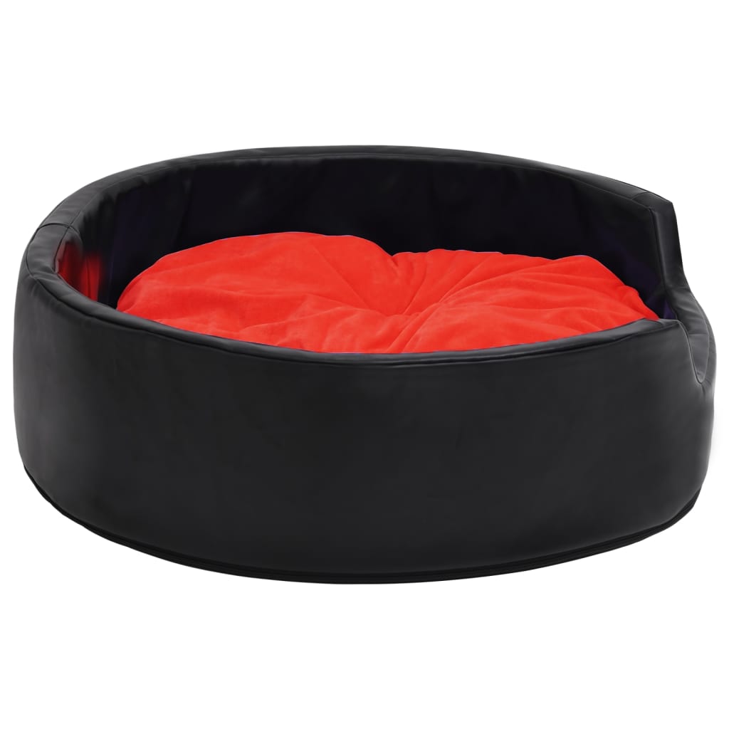 Hundebett Schwarz-Rot 99x89x21 cm Plüsch und Kunstleder
