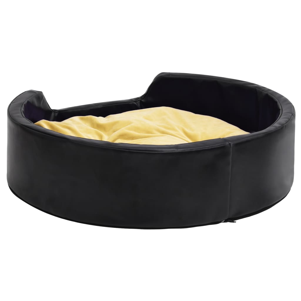 Hundebett Schwarz-Gelb 79x70x19 cm Plüsch und Kunstleder