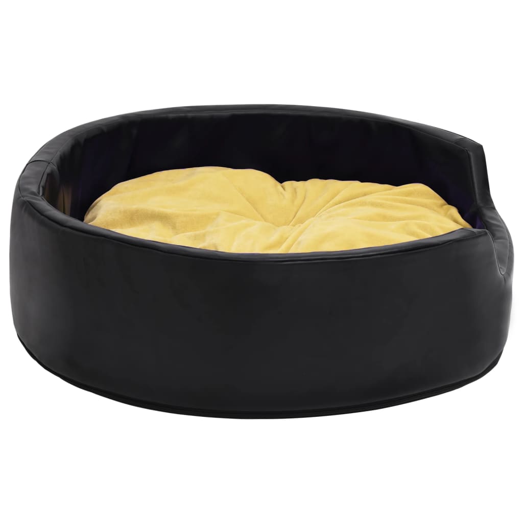 Hundebett Schwarz-Gelb 90x79x20 cm Plüsch und Kunstleder