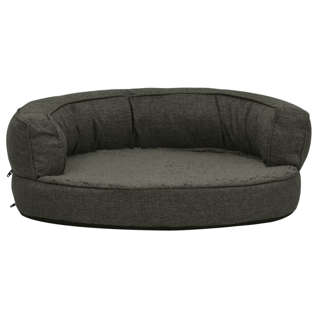 Hundematratze Ergonomisch 60x42cm Leinenoptik Fleece Dunkelgrau