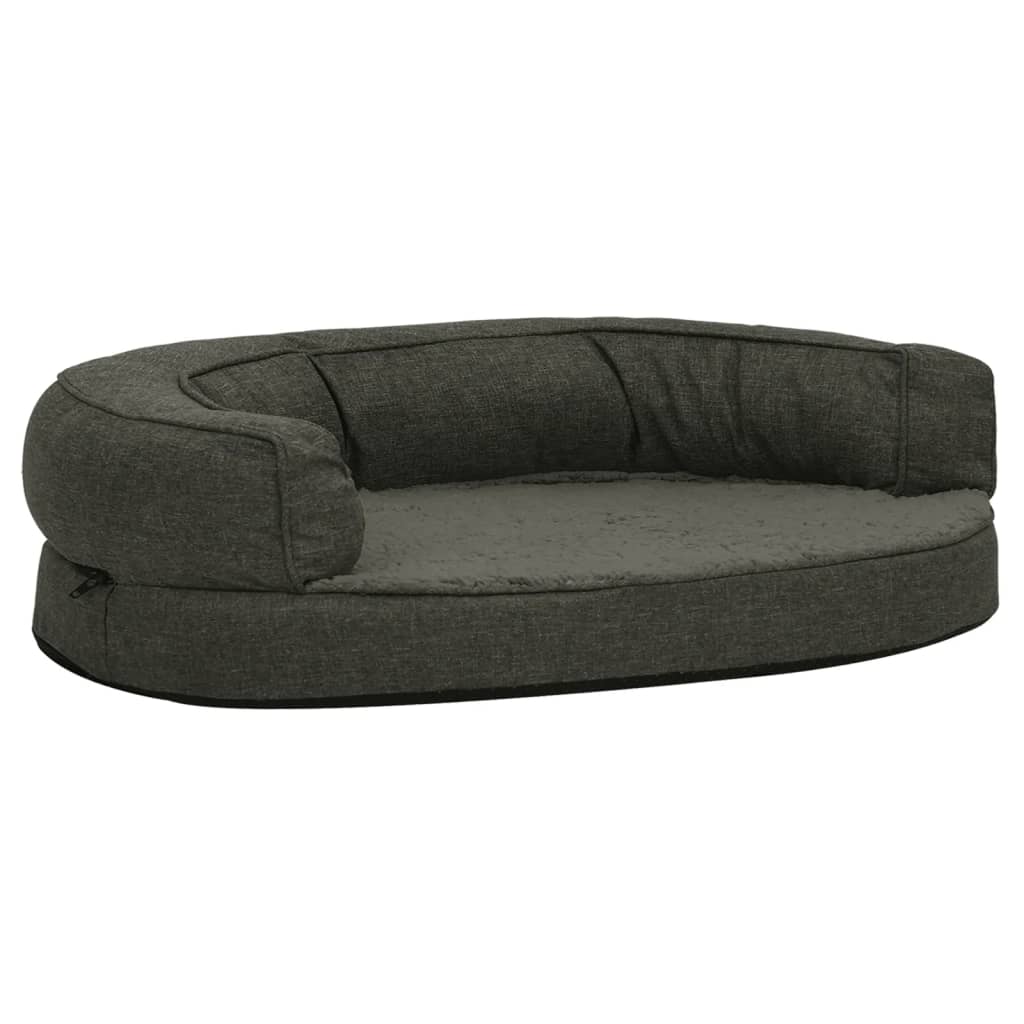 Hundematratze Ergonomisch 90x64cm Leinenoptik Fleece Dunkelgrau