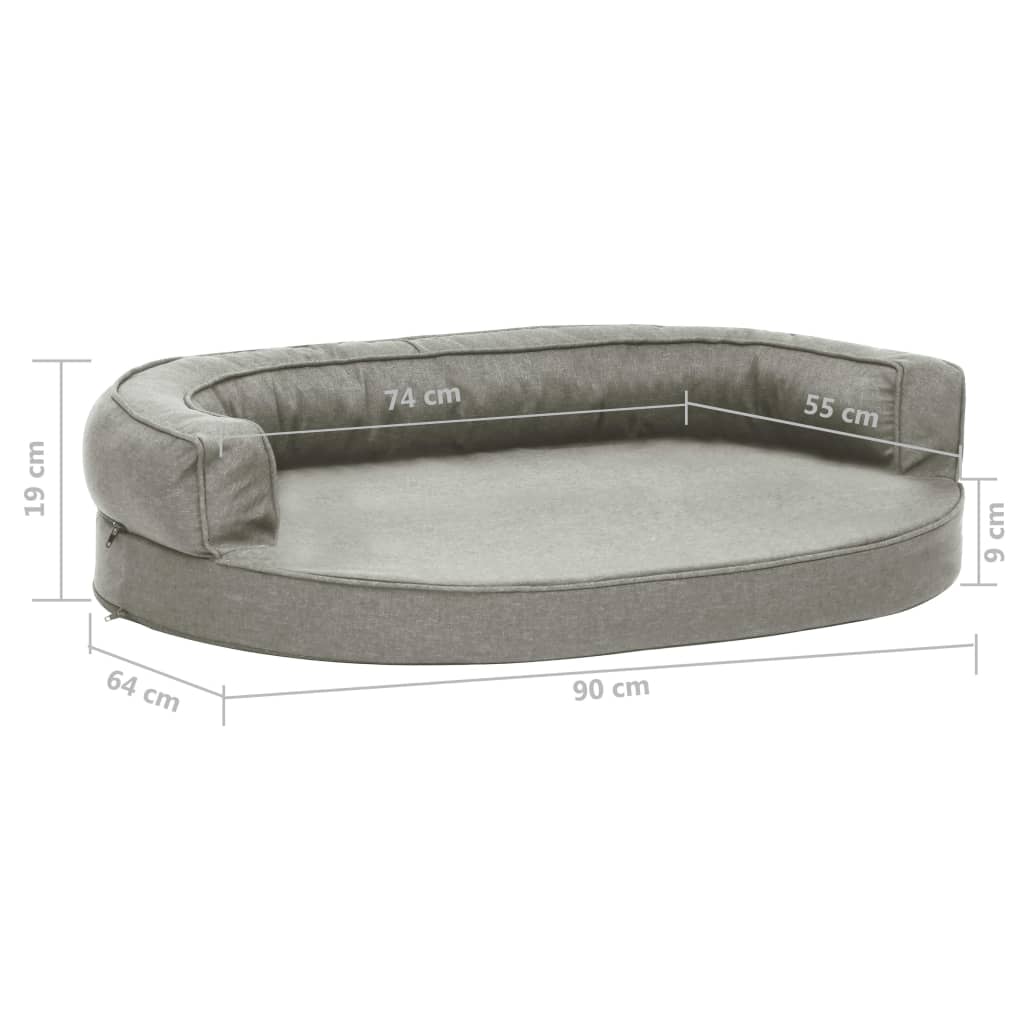Hundematratze Ergonomisch 90x64 cm Leinenoptik Grau