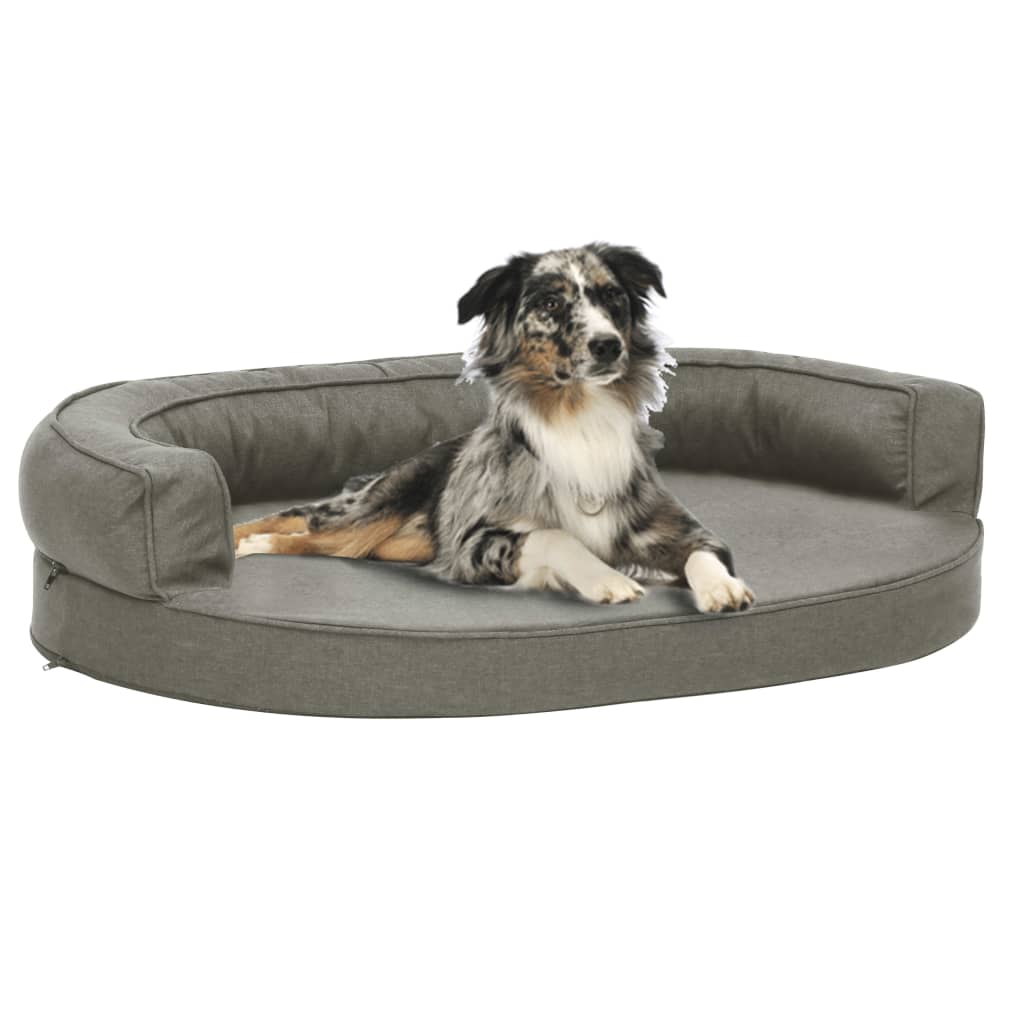 Hundematratze Ergonomisch 90x64 cm Leinenoptik Grau