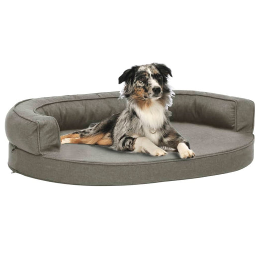 Hundematratze Ergonomisch 90x64 cm Leinenoptik Grau