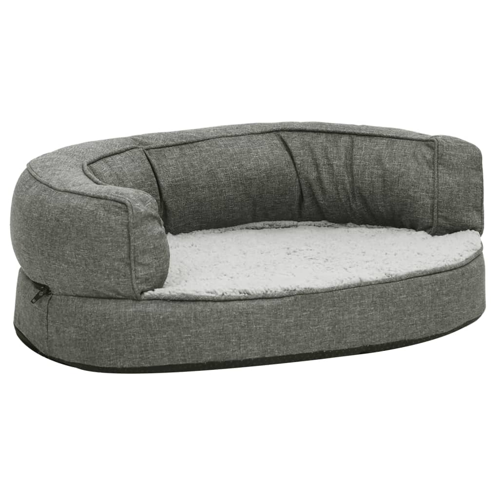 Hundematratze Ergonomisch 60x42 cm Leinenoptik Fleece Grau