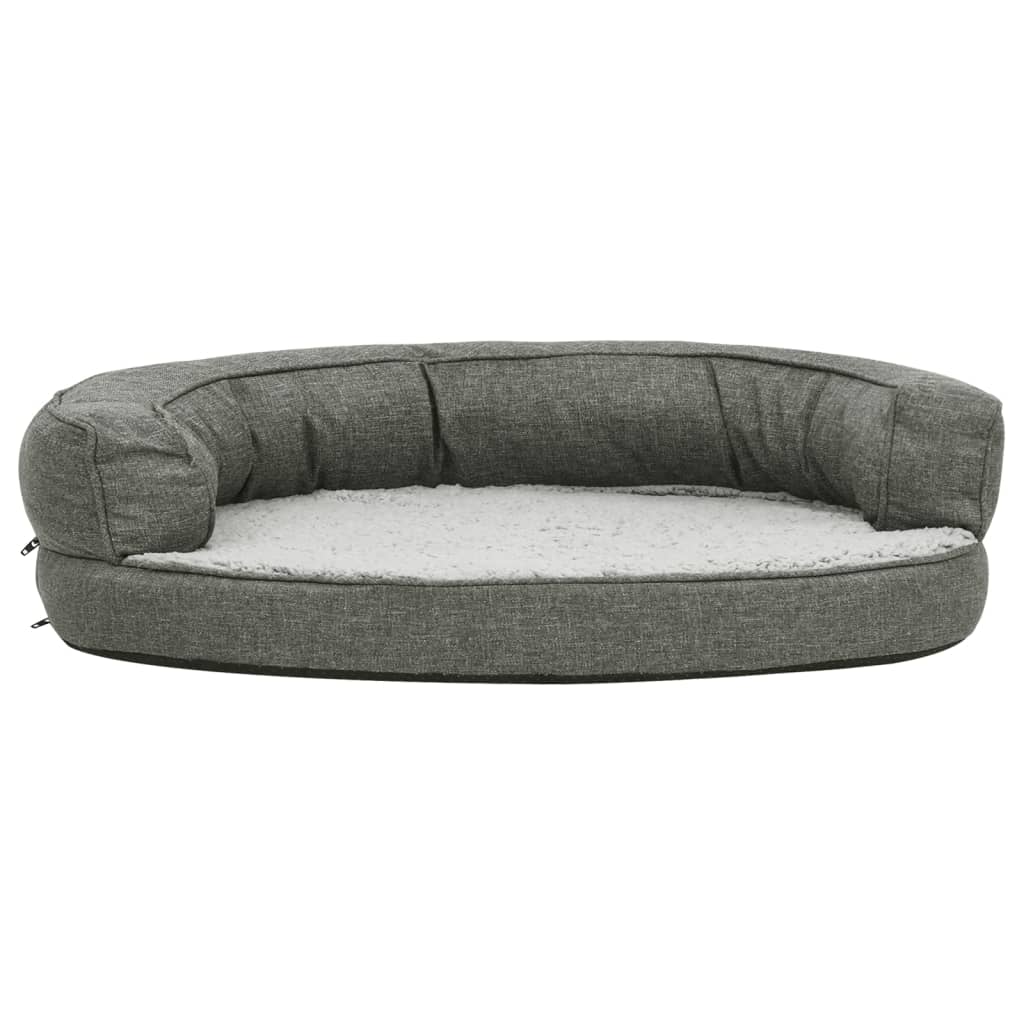 Hundematratze Ergonomisch 75x53 cm Leinenoptik Fleece Grau
