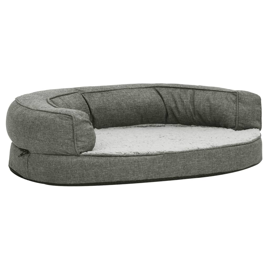 Hundematratze Ergonomisch 90x64cm Leinenoptik Fleece Grau